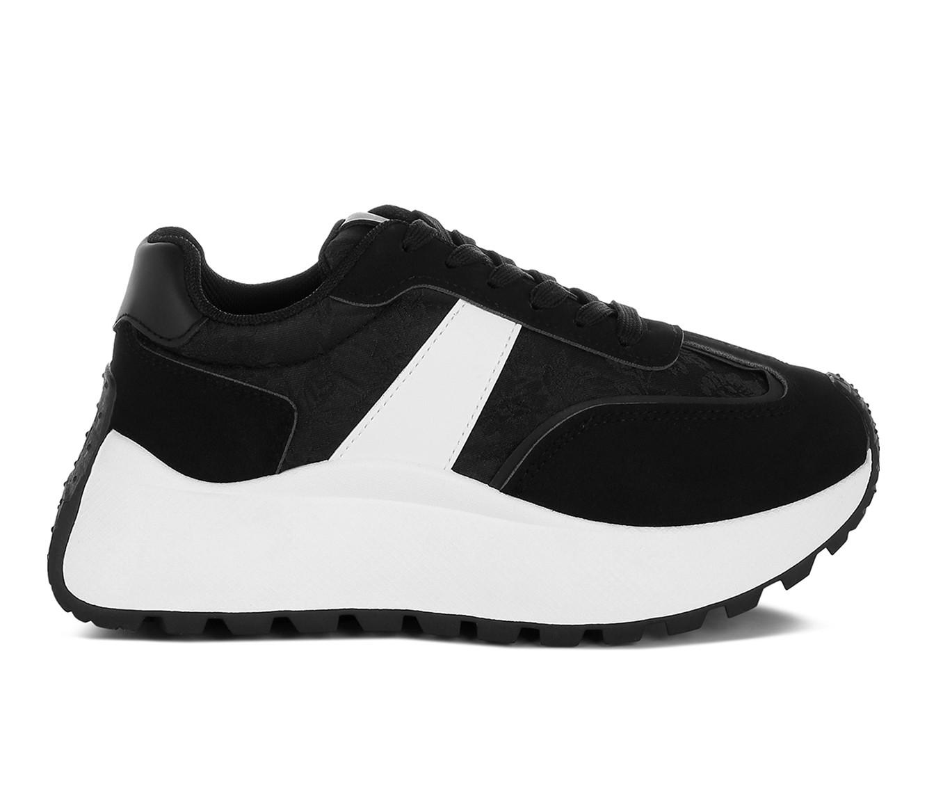 adidas gazelle silver green womens Fearless Black Wedge Sneaker main image 1