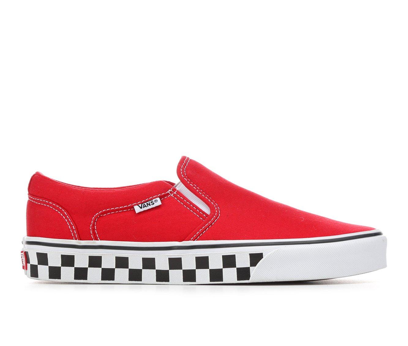 Mens red slip on on sale vans