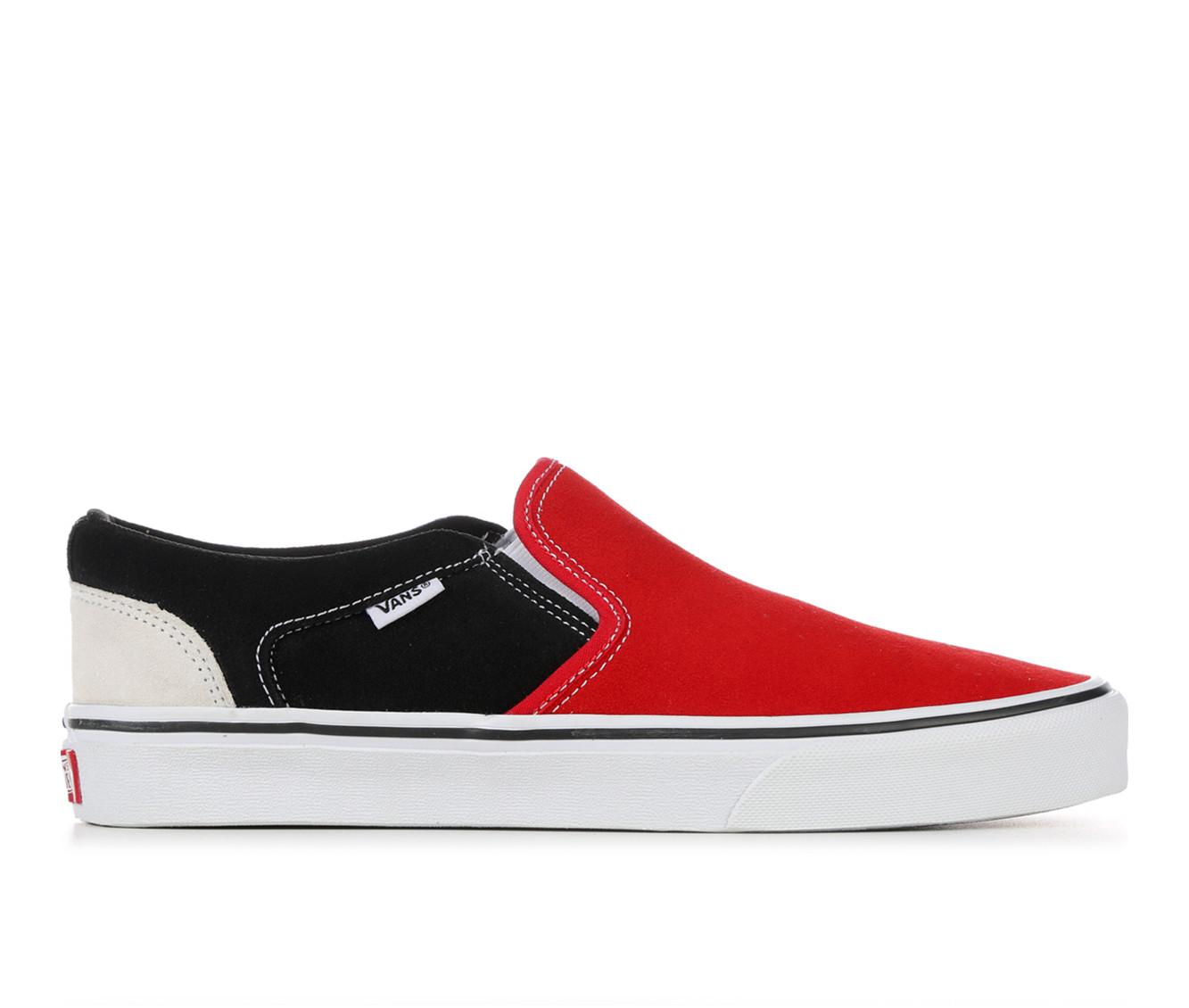 All red low top on sale vans