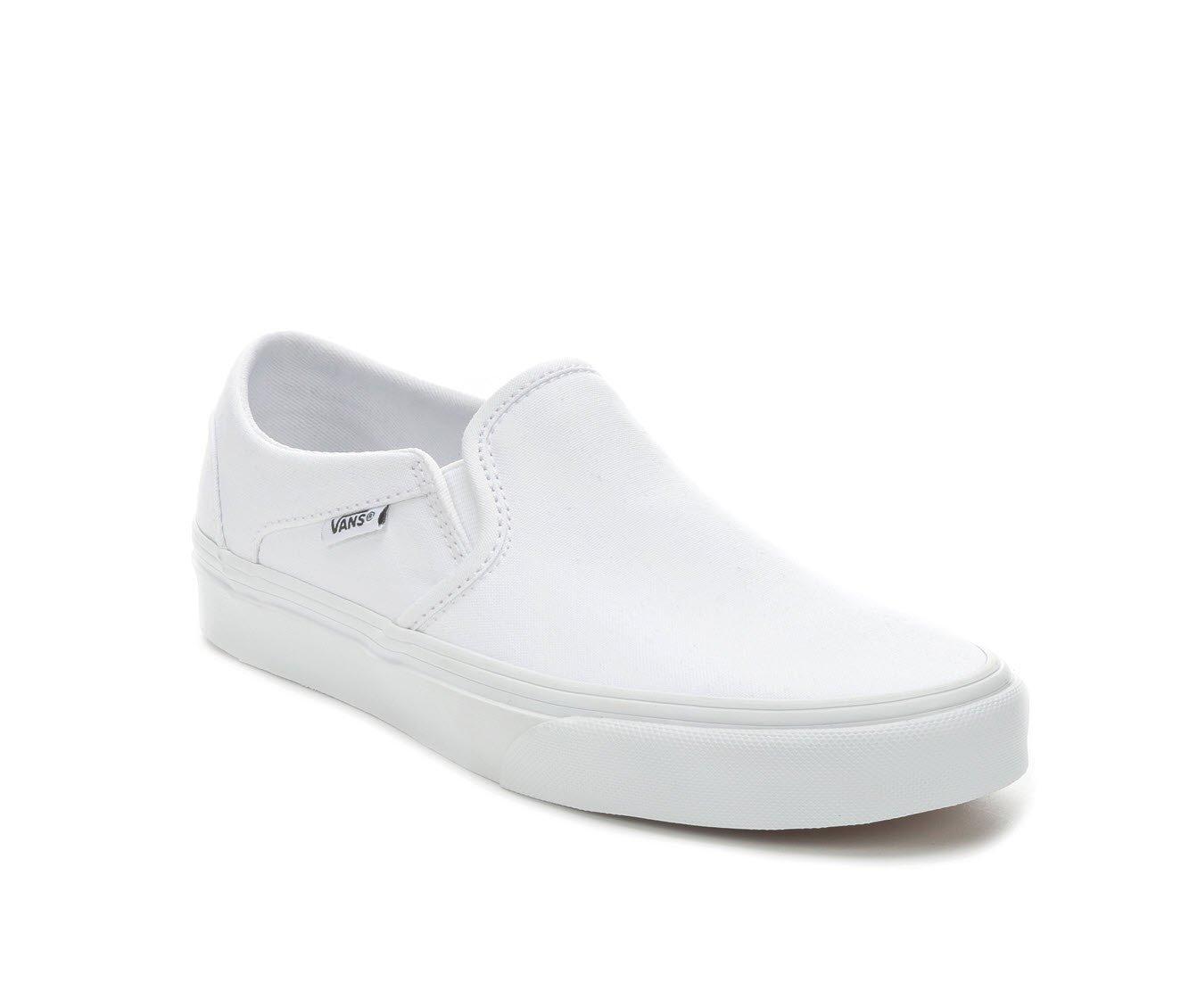 vans white asher slip ons