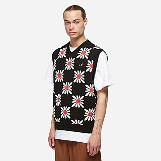 Awake NY Checkered Floral Sweater Vest