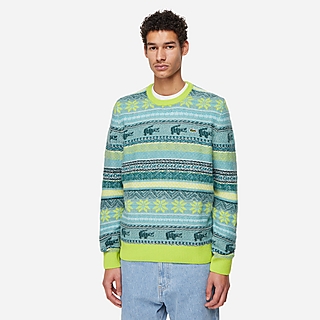 Lacoste Reverse Fair Isle Knit Sweater