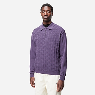 Thisisneverthat Cable Knit Zip Polo Shirt