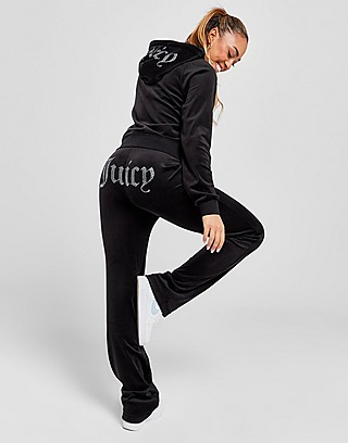Juicy Couture Regal Blue Velour Tracksuit Set Hoodie & Jogger Pants 2XL