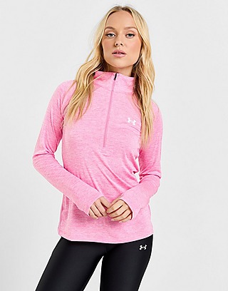 Women's Rib Long Sleeve 1/2 Zip Top - All in Motion Pink XL