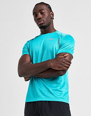 Nike Men's T-Shirt Logo Swoosh Printed Athletic Active Short Sleeve Shirt,  Blue, XL 