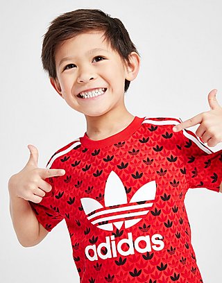 adidas Originals Monogram Print T-Shirt/Shorts Set Children