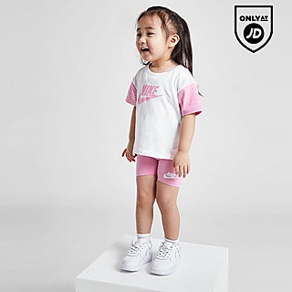 Nike - Girls White & Pink Sports Leggings Set