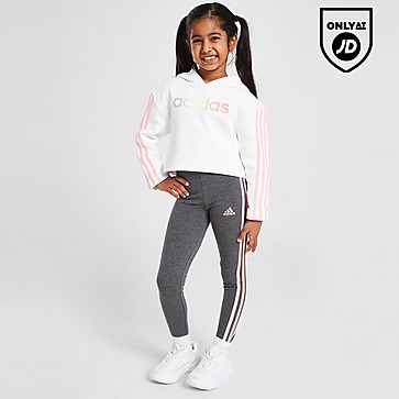 adidas Girls' Linear Crop Hoodie/Leggings Set Children