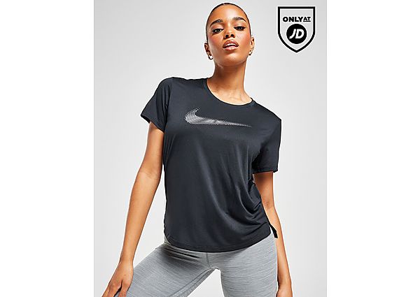 Nike Dri-FIT Swoosh Hardlooptop met korte mouwen voor dames Black Cool Grey- Dames