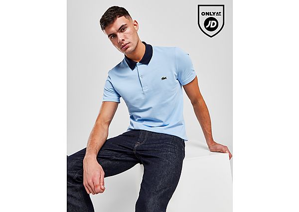 Lacoste Contrast Collar Polo Shirt Blue- Heren