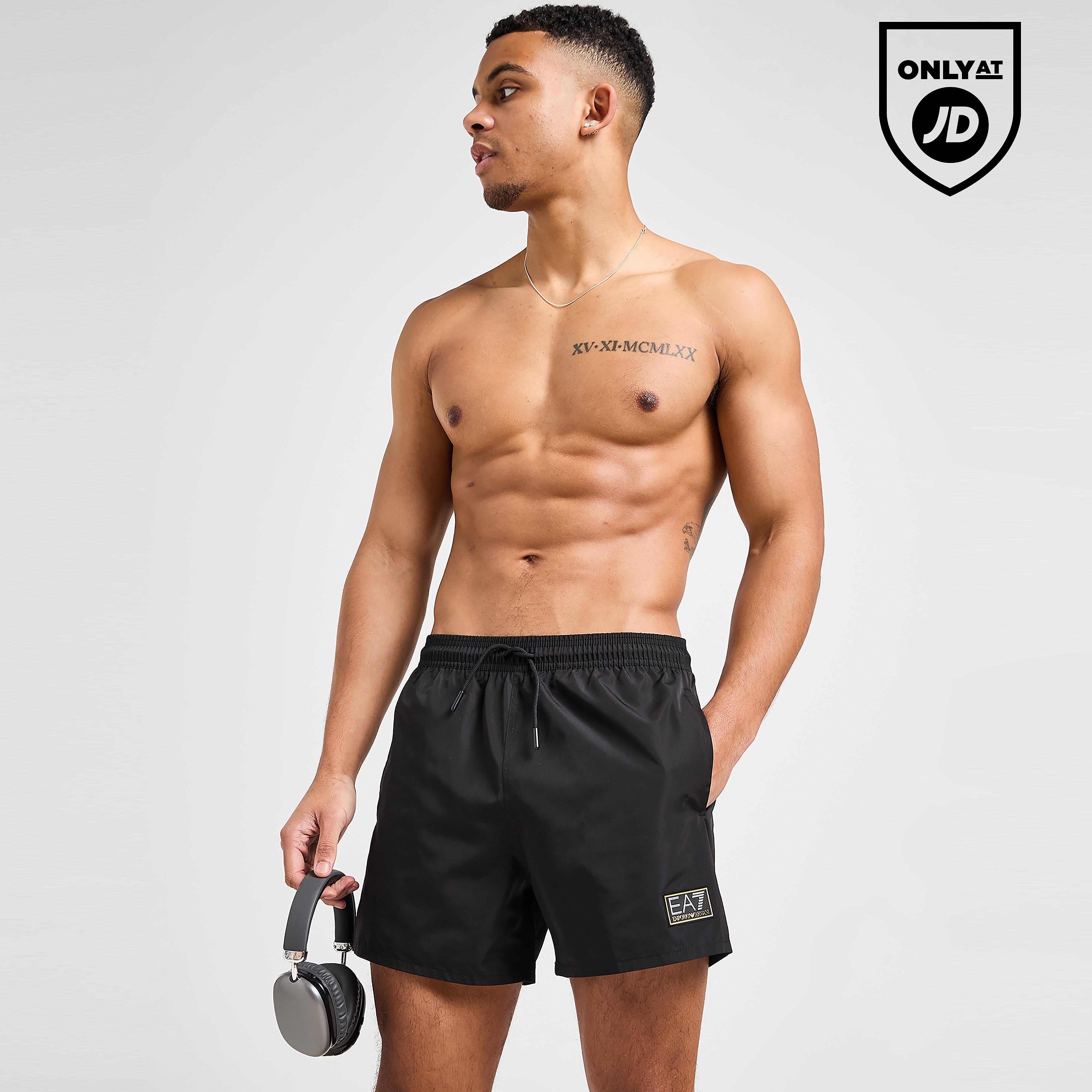 EA7 Emporio Armani Gold Badge Swim Shorts