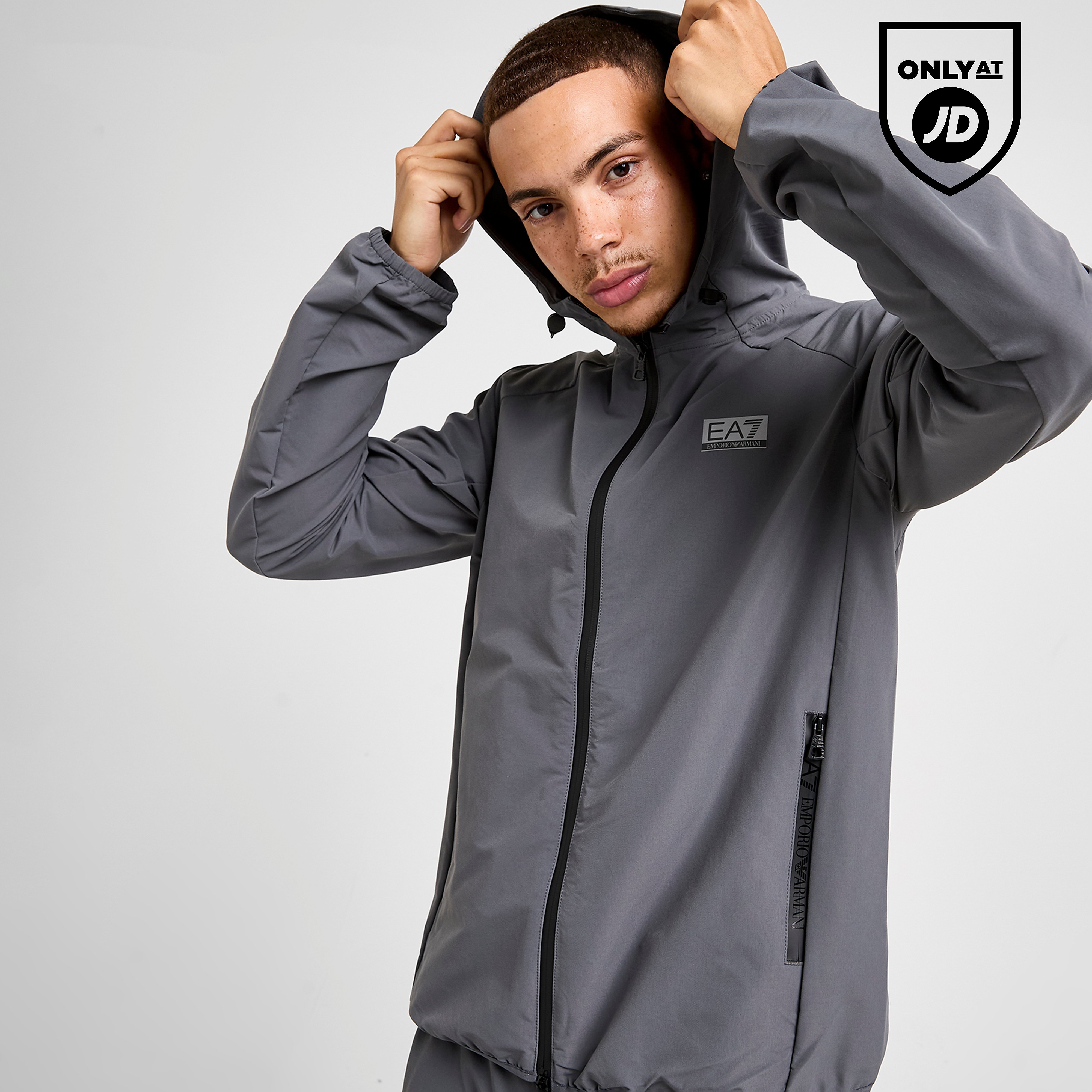 EA7 Emporio Armani Reflective Woven Full Zip Hoodie