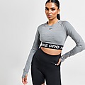Brown/Grey/Grey/Black Nike Training Pro Long Sleeve Crop Top
