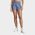 Blue/White adidas Pacer Training 3-Stripes Woven High-Rise Shorts