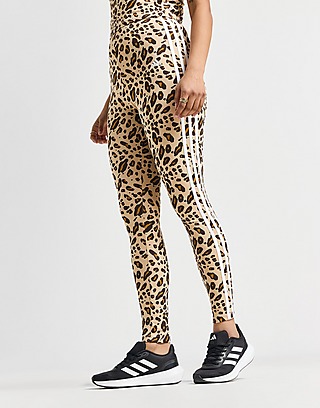 adidas Originals Plus all over leopard print leggings in brown