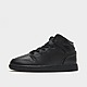 Black Jordan Air 1 Mid Smooth Leather Junior