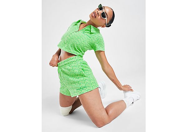 Juicy Couture Towelling All Over Print Shorts Green- Dames
