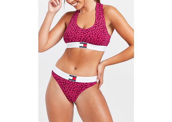 Tommy Jeans Heritage Logo Print Thong Pink- Dames