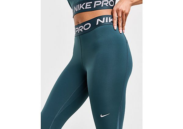 Nike Pro 7 8-legging met halfhoge taille voor dames Deep Jungle Metallic Silver- Dames