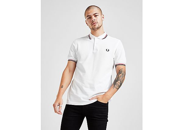 Fred Perry Twin Tipped Short Sleeve Polo Shirt Heren White- Heren