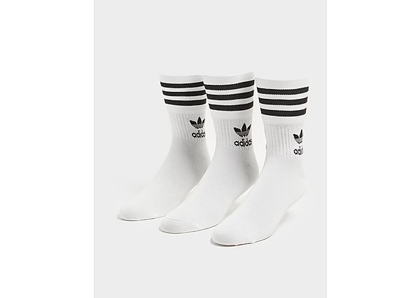 adidas Originals 3 Pack Solid Mid Crew Socks - White