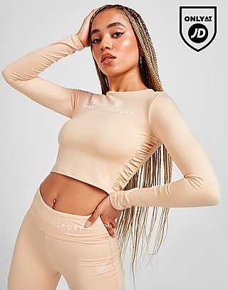 Pink Soda Sport Ruched Long Sleeve Crop Top