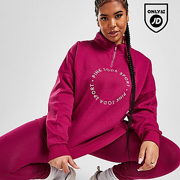 Pink Soda Sport Plus Size Circle Boyfriend 1/4 Zip Sweatshirt