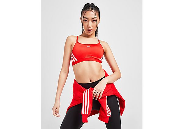 adidas Aeroreact 3-Stripes Sports Bra - Red - Womens