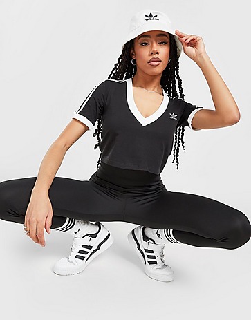 adidas Originals 3-Stripes V-Neck Crop T-Shirt
