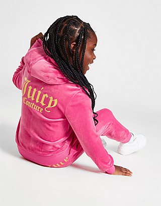 JUICY COUTURE Girls' Velour Full-Zip Hooded Tracksuit Children