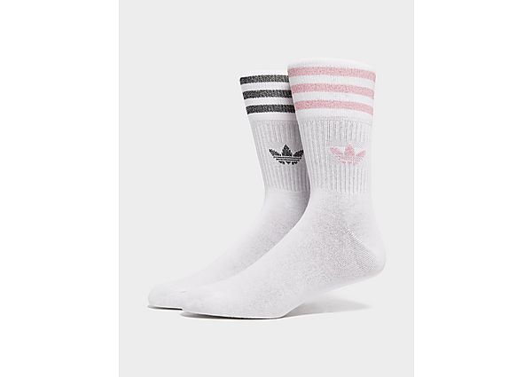 adidas Originals 2-Pack Mid-Cut Glitter Crew Socks - White