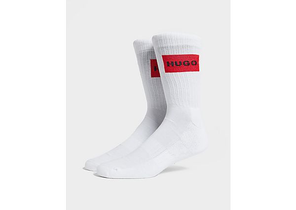 HUGO 2 Pack Rib Label Socks - White
