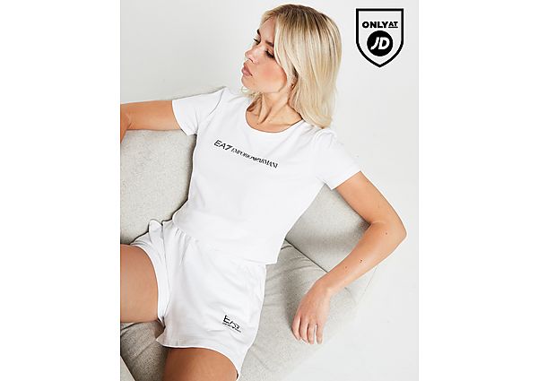 emporio armani ea7 logo t-shirt damen - damen, white