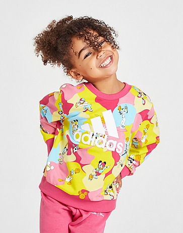 adidas Girls' Disney All Over Print Crew Tracksuit Infant