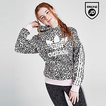 adidas Originals Girls' Leopard Print Boyfriend Hoodie Junior