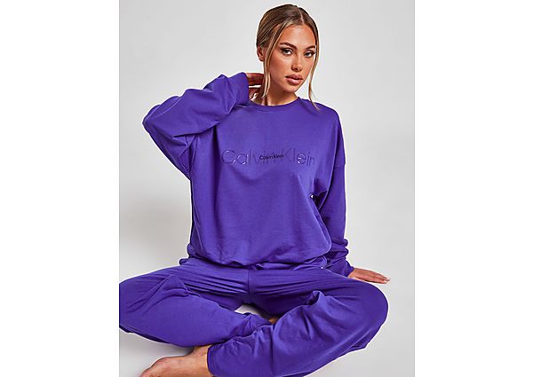 Calvin Klein Lounge Long Sleeve Crew Sweatshirt - Blue - Womens