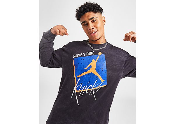 Jordan NBA New York Knicks Max90 Long Sleeve T-Shirt - Grey - Mens