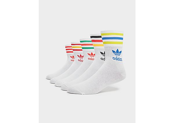adidas Originals 5-Pack Mid-Cut Crew Socks - White