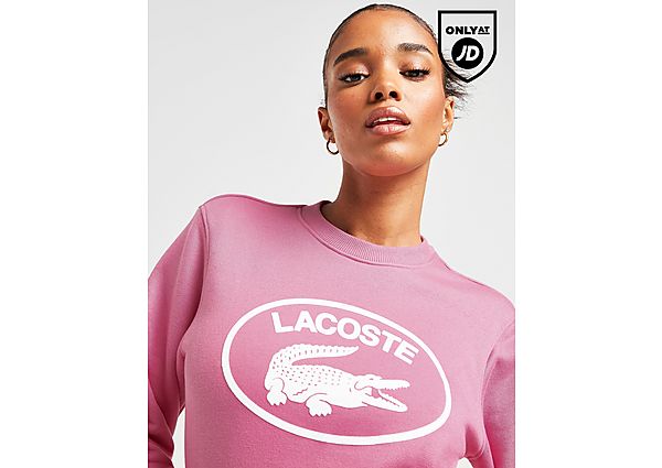 lacoste oval logo crew sweatshirt damen - damen, pink
