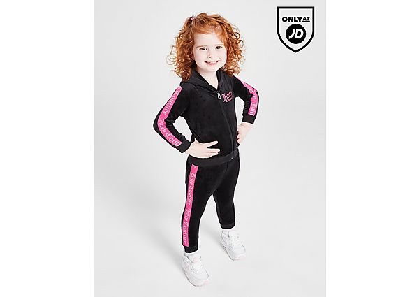 juicy couture girls' velour tape full zip tracksuit infant, black