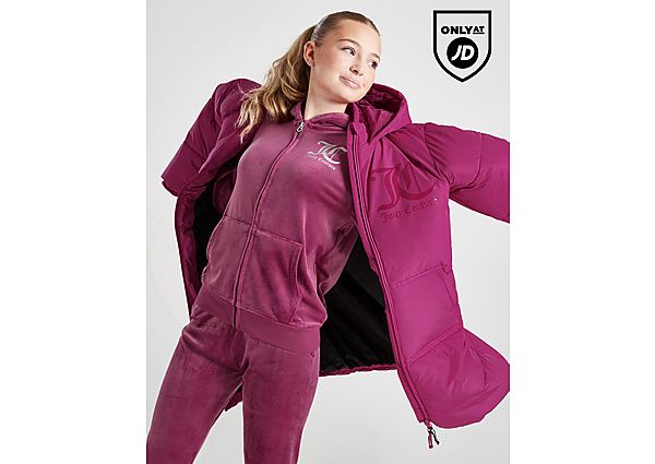 juicy couture girls' longline puffa jacket junior, pink