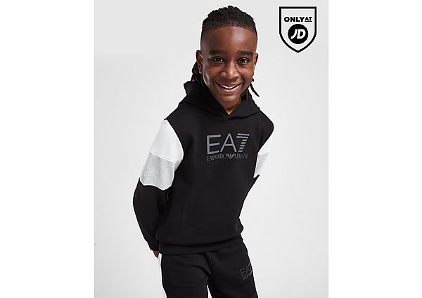 emporio armani ea7 colour block overhead hoodie junior, black
