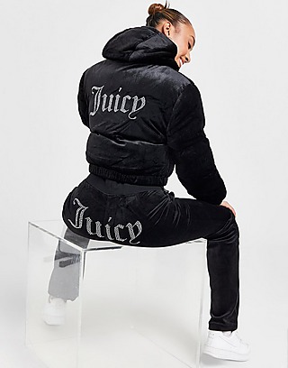 JUICY COUTURE Diamante Velour Puffer Jacket