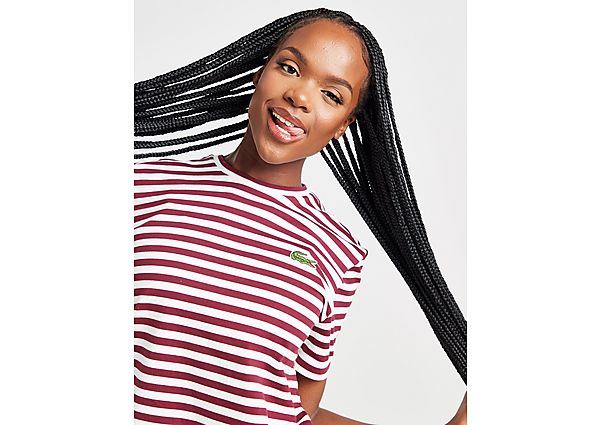 Lacoste Stripe T-Shirt Red- Dames