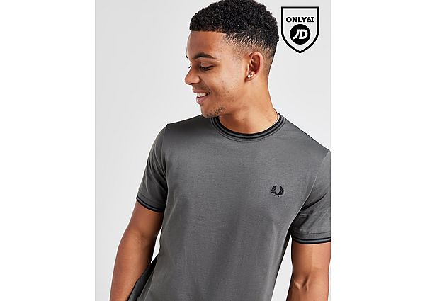 fred perry twin tipped ringer short sleeve t-shirt - herren, grey