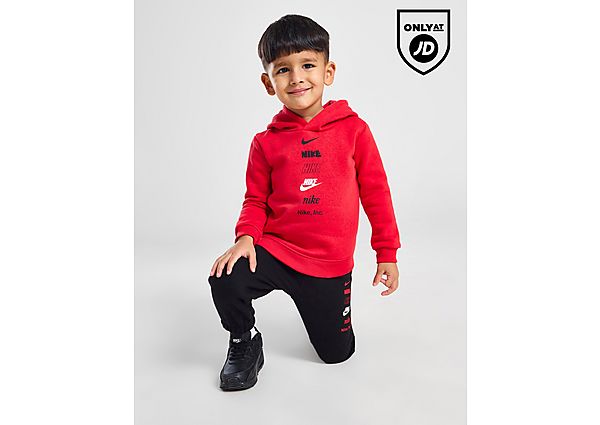 Nike Multi Logo Hoodie Tracksuit Infant Red