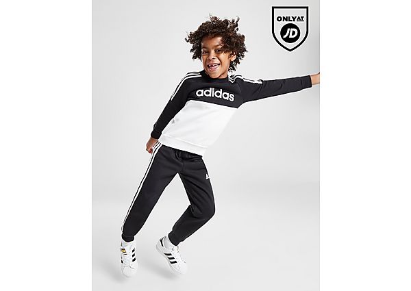 Adidas Linear Colour Block Crew Tracksuit Children Black