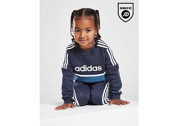 Adidas Linear Colour Block Crew Tracksuit Infant Blue