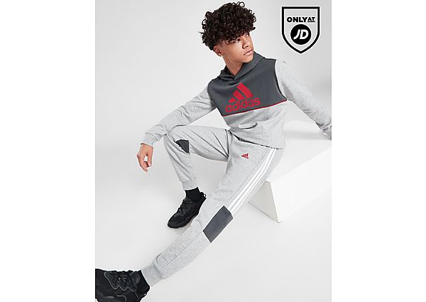 Adidas Linear Badge of Sport Overhead Tracksuit Junior Grey